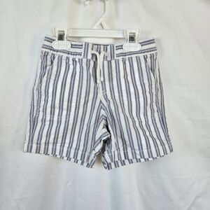 Janie & Jack Boys White Gray Striped Elasticized Waist Casual School Shorts Sz 4